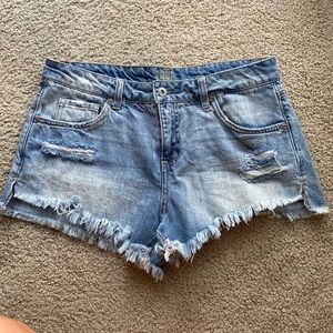 True Craft Distress Denim Shorts